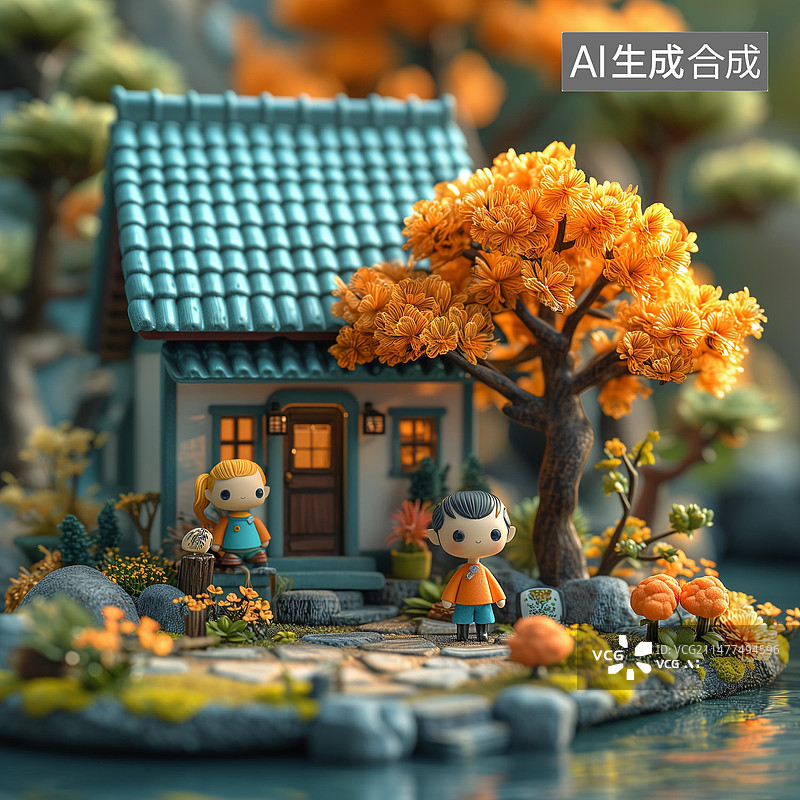 【AI数字艺术】中国传统节日三维可爱插画图片素材