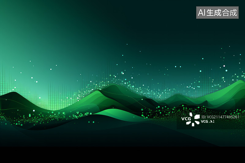 【AI数字艺术】绿色数据可视化背景图图片素材