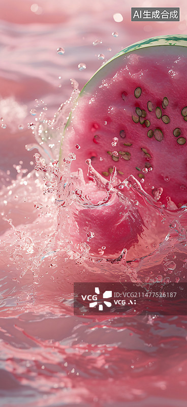 【AI数字艺术】西瓜入水创意摄影图片素材