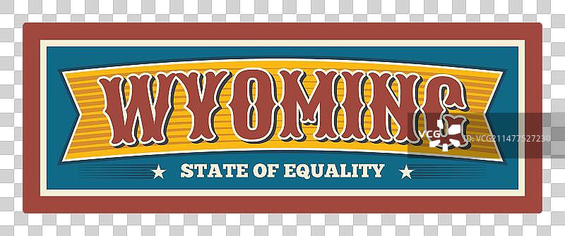 美国怀俄明州复古旅行牌图片素材