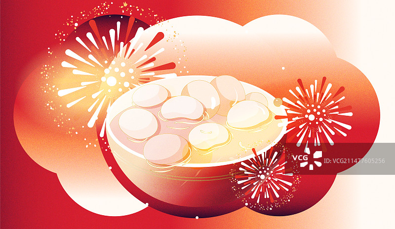 元宵烟花红色抽象渐变背景矢量插画图片素材