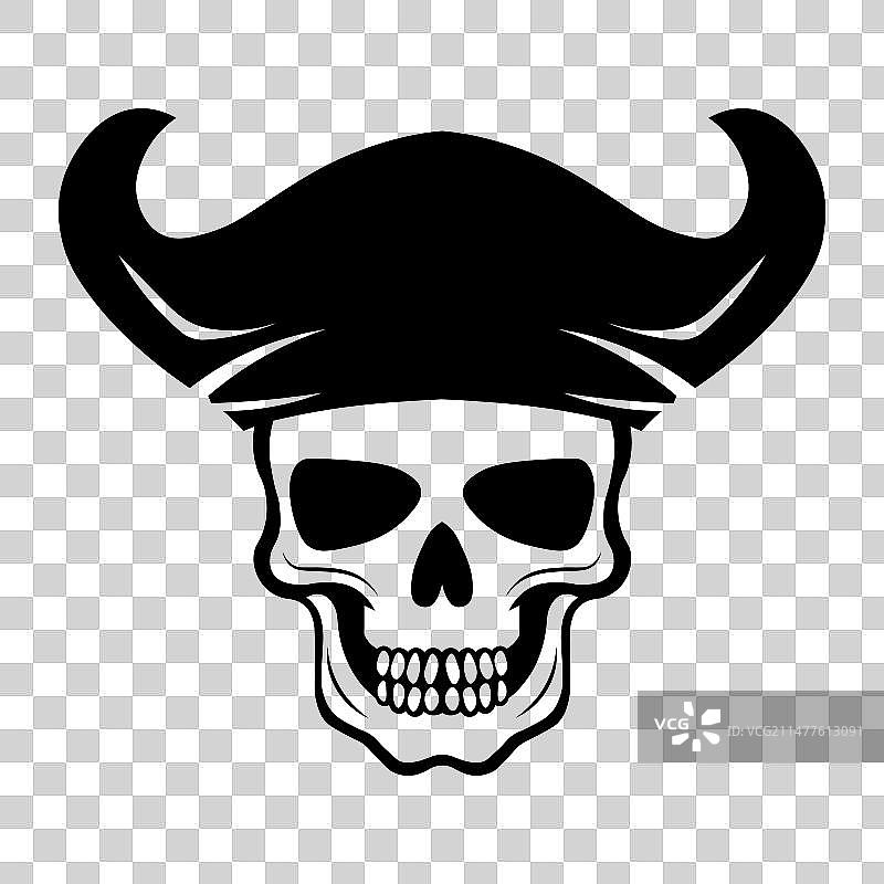 白色背景上的黑色骷髅海盗图标图片素材