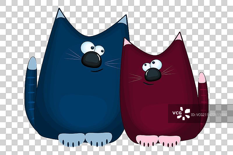 白色背景上的小猫情侣图片素材