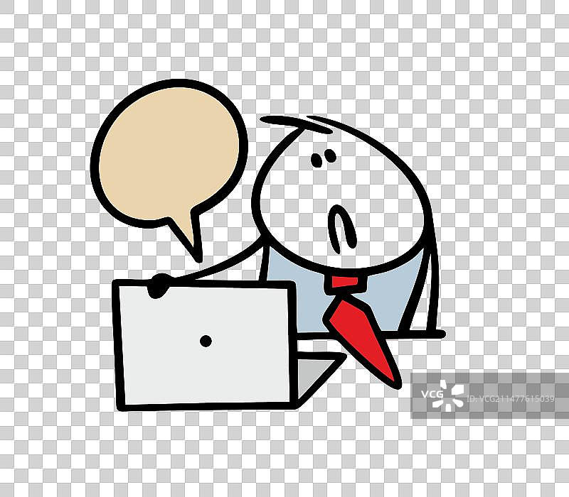 卡通商人用电脑在线工作图片素材