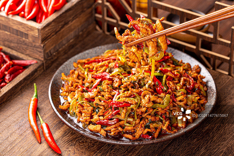 香辣肉丝东北菜图片素材