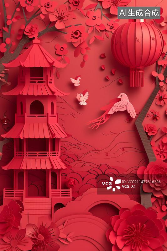 【AI数字艺术】中国新年喜庆背景图片素材