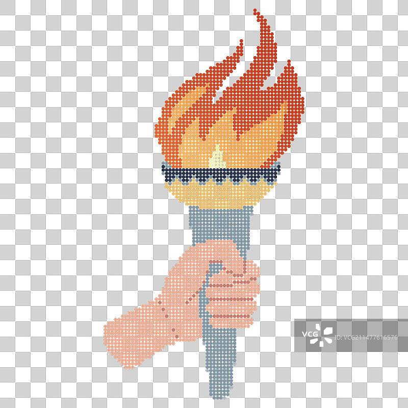 手持火炬的像素点阵艺术运动标志图片素材