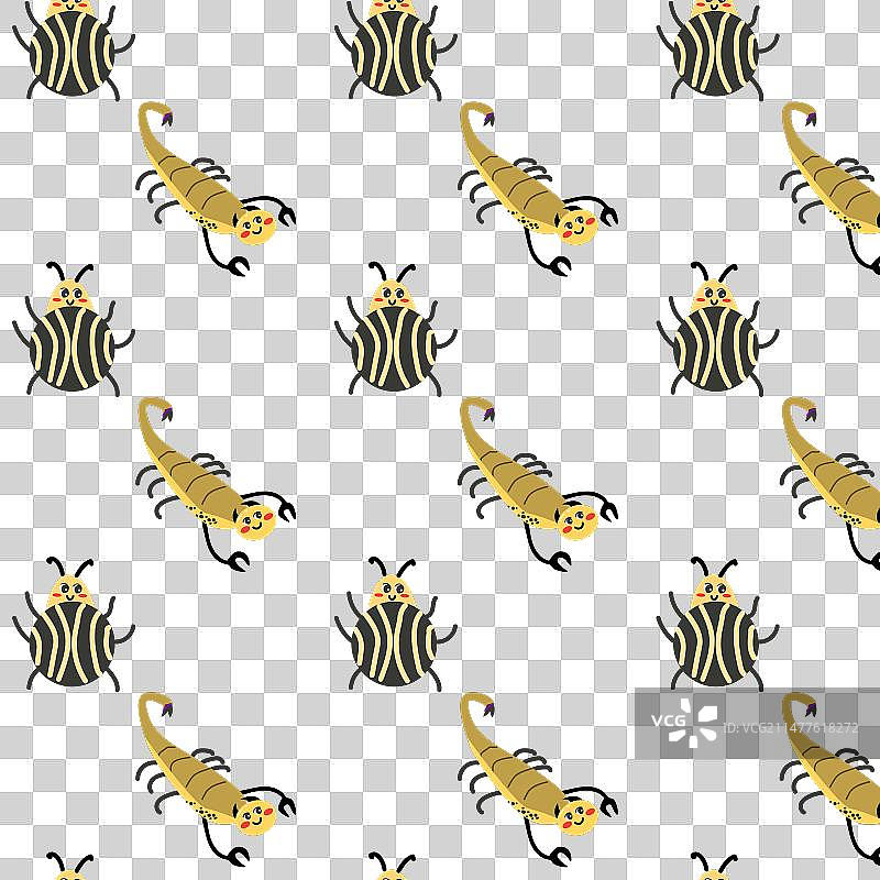 蝎子和科罗拉多马铃薯甲虫图案图片素材