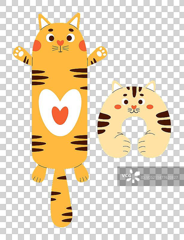 大型猫咪毛绒玩具和颈枕图片素材