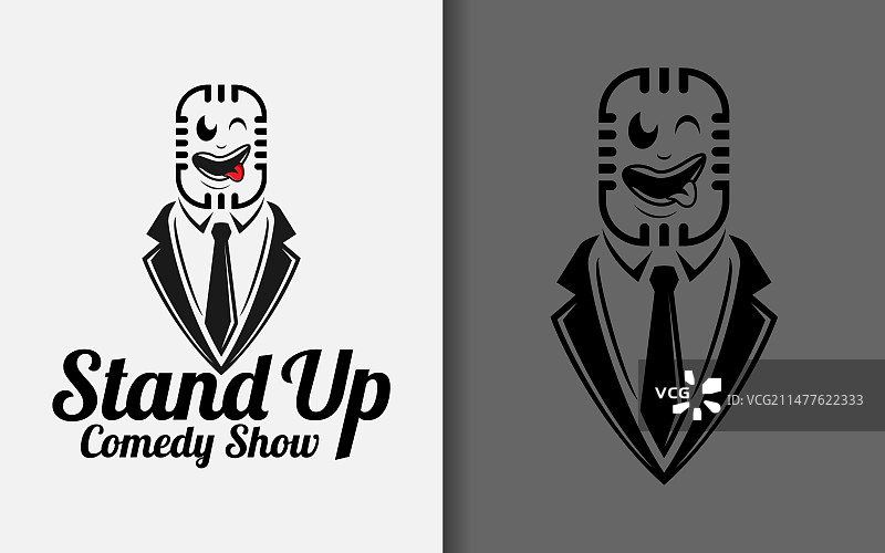 有趣的麦克风单口喜剧标志设计图片素材
