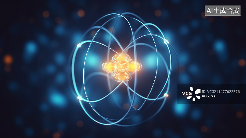 【AI数字艺术】原子的内部结构关系示意图科技背景素材图片素材