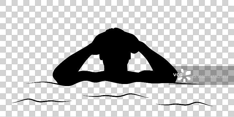 男人游泳剪影图片素材