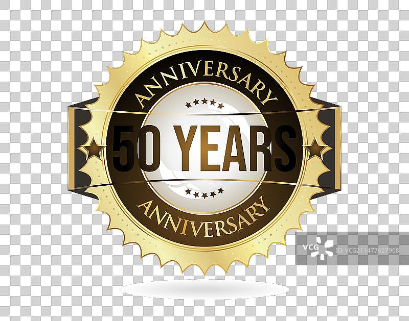 50周年金色标签与丝带图片素材