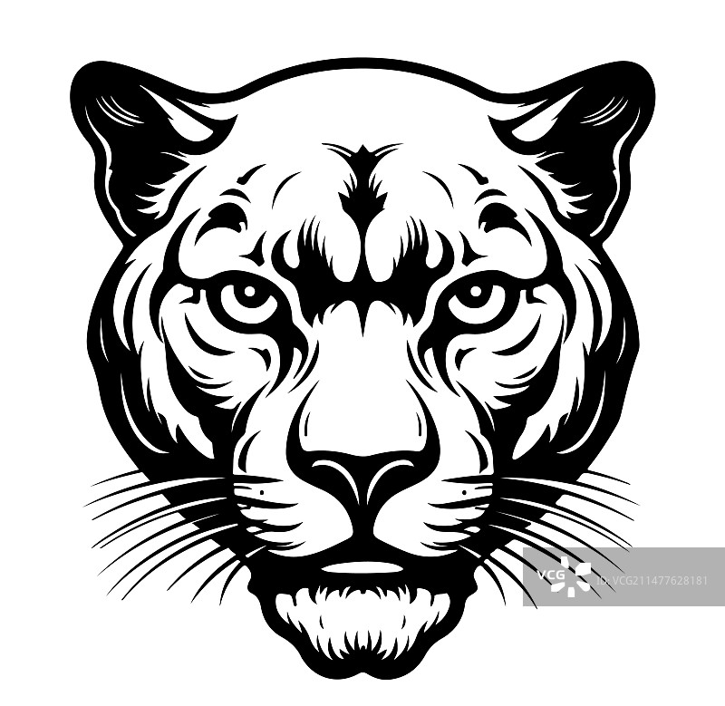 手绘黑色美洲豹头像标志草图图片素材