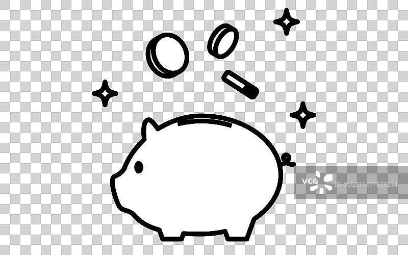 金钱流入储蓄罐线条图标图片素材