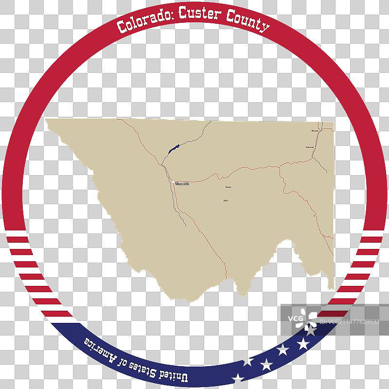 美国科罗拉多州卡斯特县地图图片素材