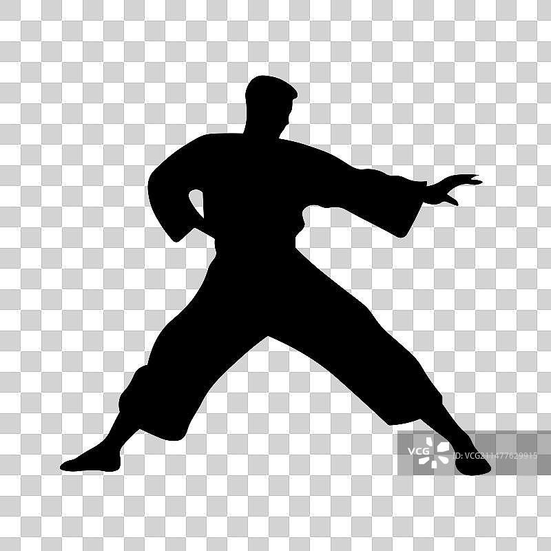 白色背景上的功夫剪影图片素材