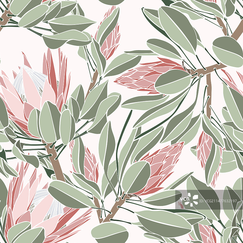 复古非洲帝王花无缝图案图片素材