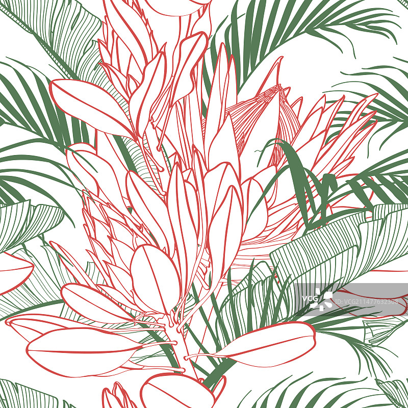 复古非洲帝王花无缝图案图片素材