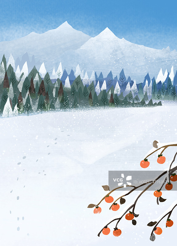 冬天雪地上风景图片素材