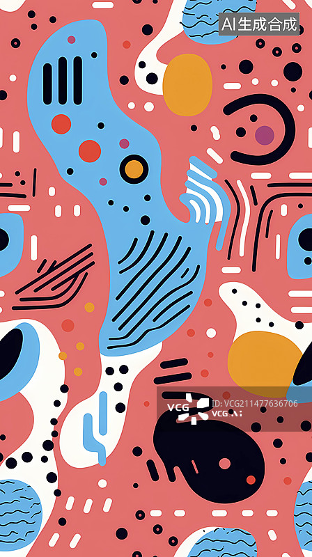 【AI数字艺术】数码波普艺术有机形状印花图案装饰抽象图形海报背景图片素材