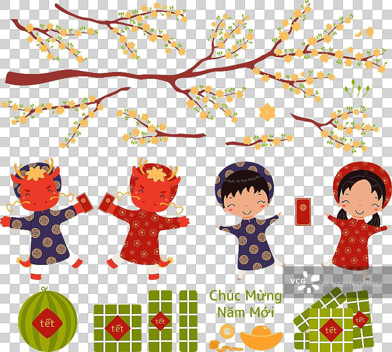 2024越南新年春节龙元素套装图片素材