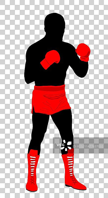 拳击手在拳击台上的剪影图片素材
