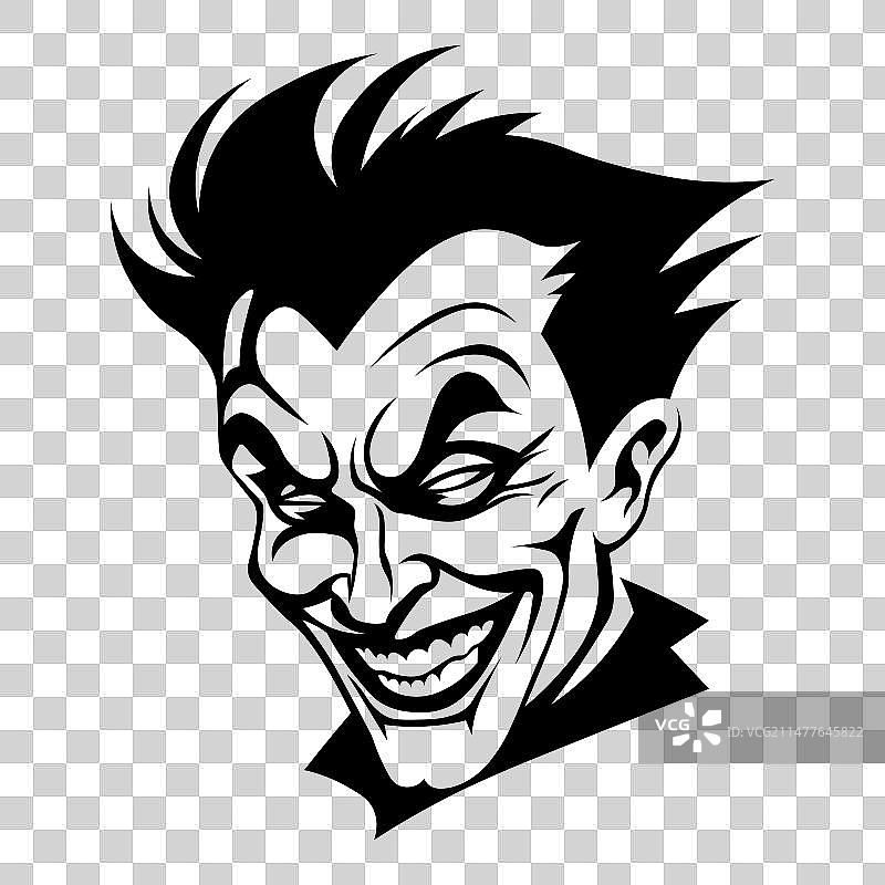 白色背景上的小丑黑色图标图片素材