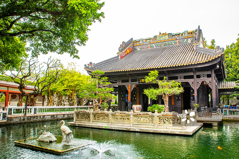 宝墨园 岭南文化山水园林 宝墨堂 风水池 皇家风格 广州番禺区沙湾镇 清官文化 岭南古建筑 岭南园林图片素材