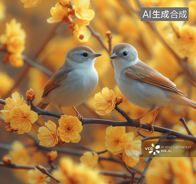 【AI数字艺术】春鸟图片素材