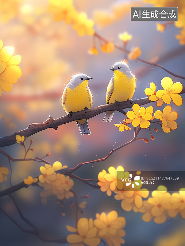 【AI数字艺术】春鸟图片素材