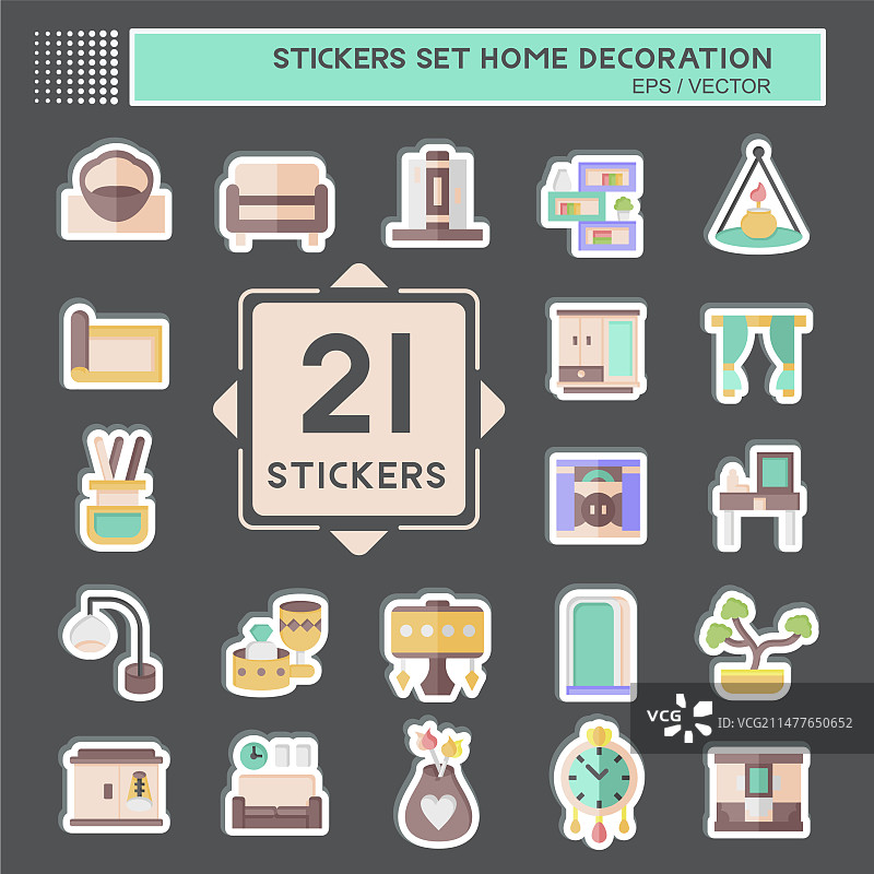 家居装饰贴纸套装图片素材