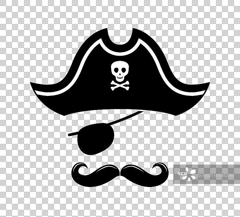 带三角帽和眼罩的海盗照相亭面具图片素材