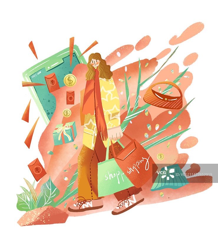 扁平插画购物图片素材