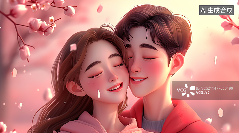 【AI数字艺术】一对情侣靠在一起图片素材