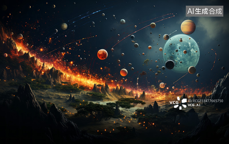 【AI数字艺术】宇宙星球科幻题材背景素材图片素材