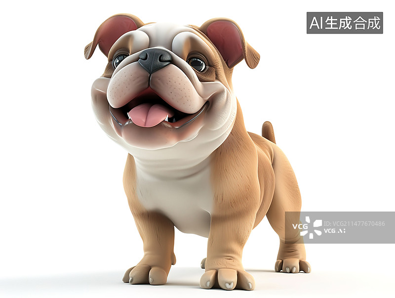 【AI数字艺术】可爱的卡通的恶霸犬插图图片素材
