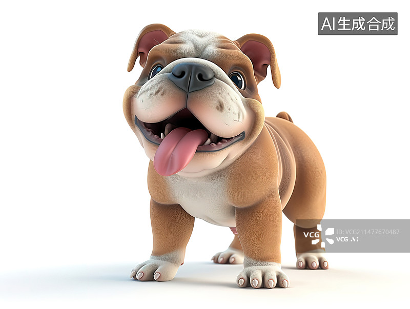 【AI数字艺术】可爱的卡通的恶霸犬插图图片素材