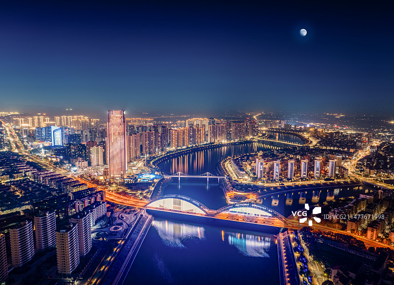 绍兴嵊州市夜景图片素材