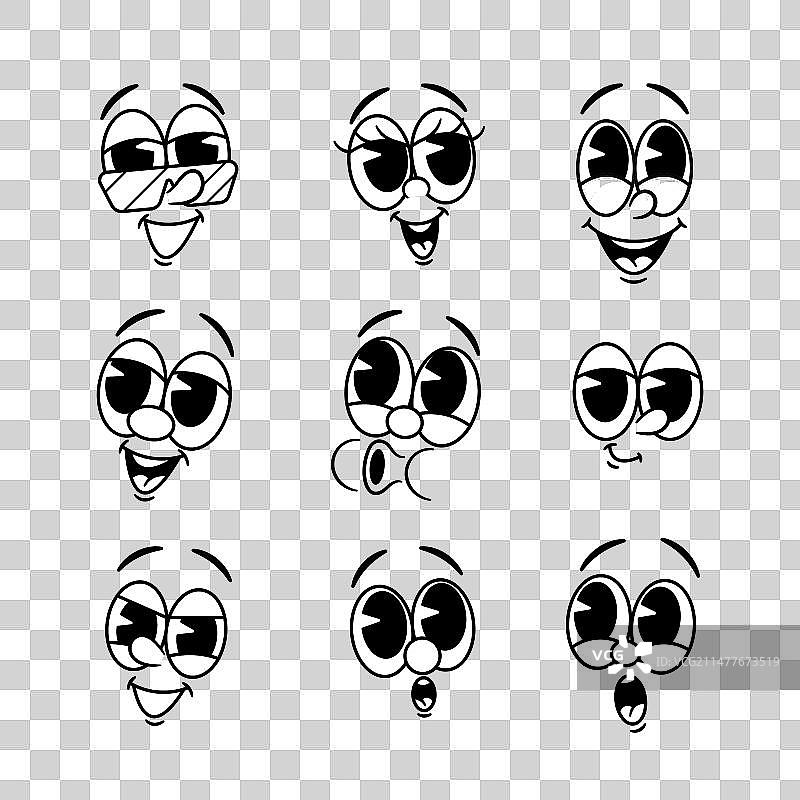 卡通黑白复古表情符号异想天开图片素材