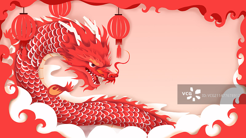 剪纸龙年海报图片素材