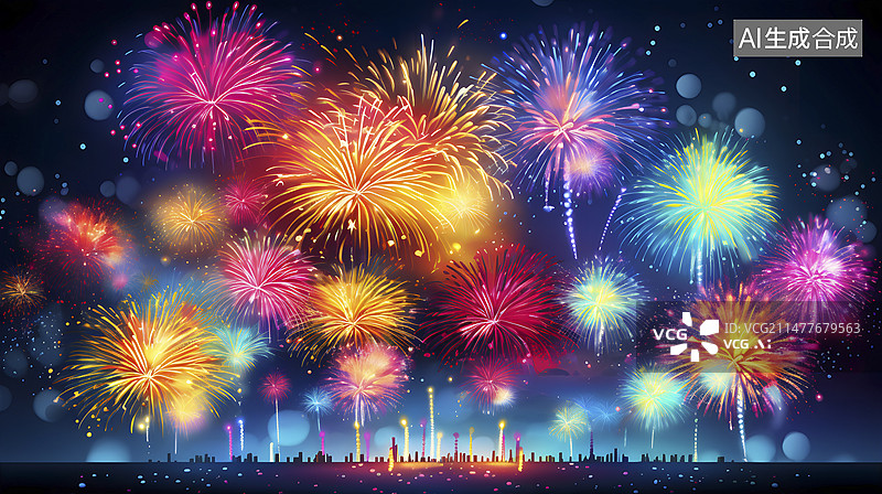 【AI数字艺术】燃放烟花迎新年图片素材