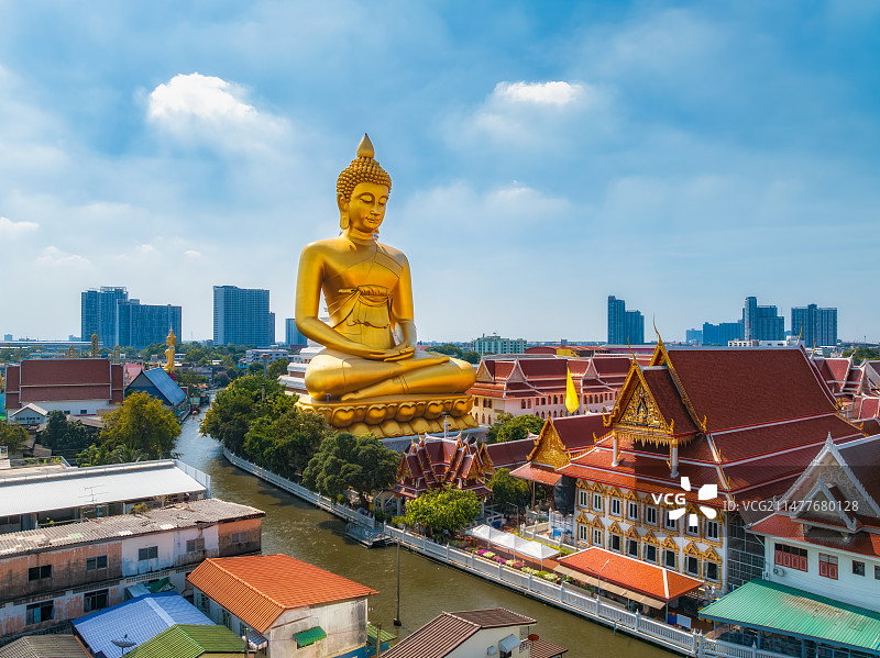 泰国曼谷地标建筑（巴南寺/江口寺）越北榄禅寺(Wat Paknam)——水门寺大佛图片素材