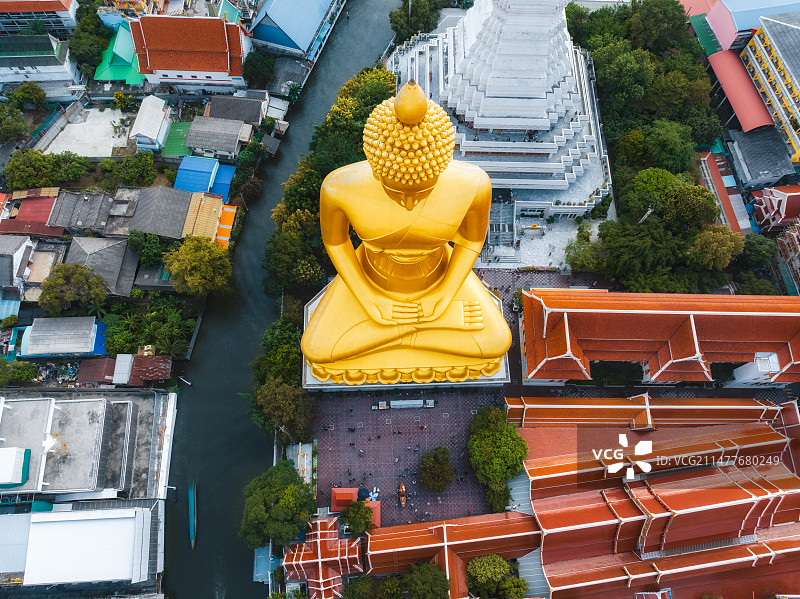 泰国曼谷地标建筑（巴南寺/江口寺）越北榄禅寺(Wat Paknam)——水门寺大佛图片素材