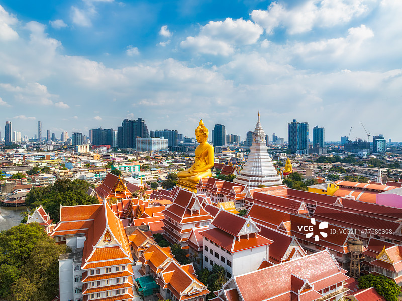 泰国曼谷地标建筑（巴南寺/江口寺）越北榄禅寺(Wat Paknam)——水门寺大佛图片素材