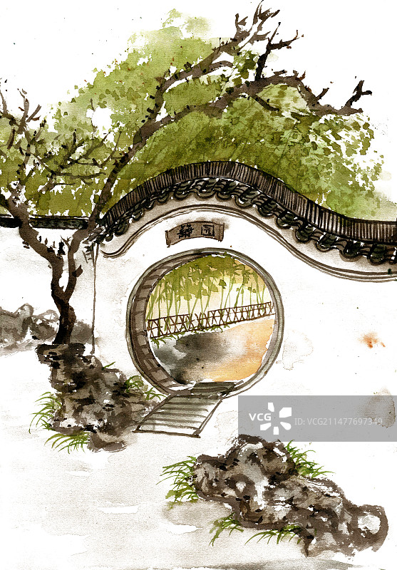 园林中的拱门图片素材