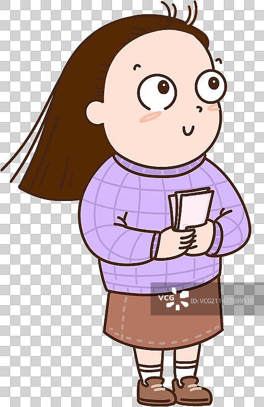 手握票据的可爱女性人物元素图片素材