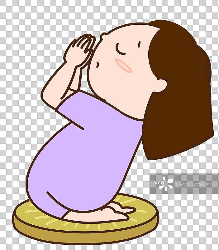 跪拜许愿人物元素图片素材