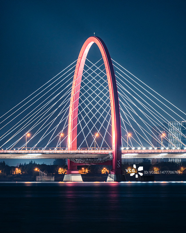 浙江省杭州市之江大桥夜景图片素材