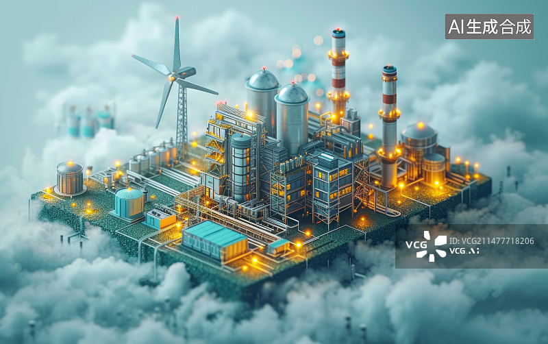【AI数字艺术】工业4.0场景演示模型图片素材